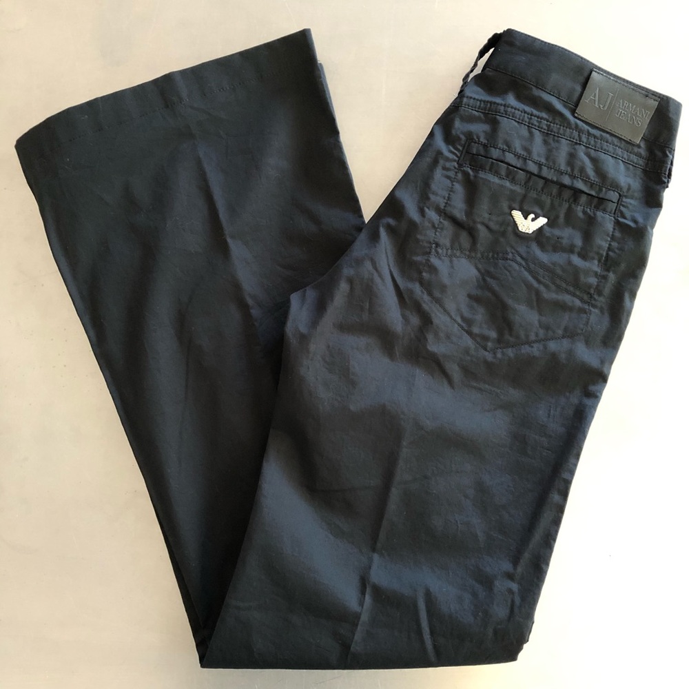 ⭐️Armani Jeans⭐️Black Wide Leg Jeans Light Summer Denim Women's Size 24 EUC